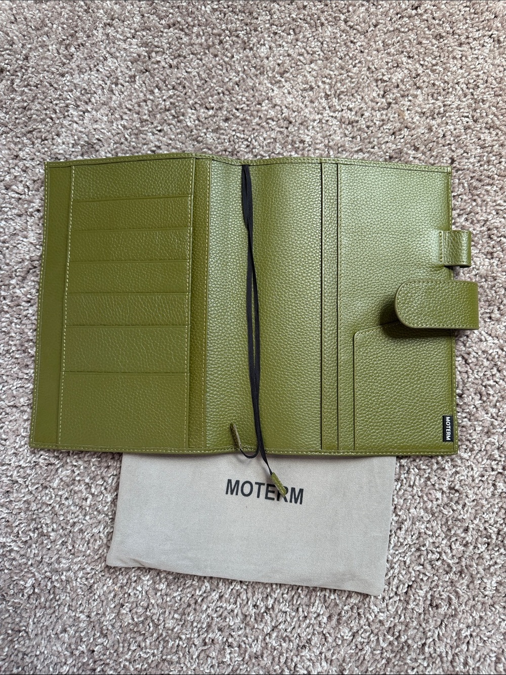 MOTERM Olive Green Pebbled Leather Organizer A5 - Picture 2 of 2